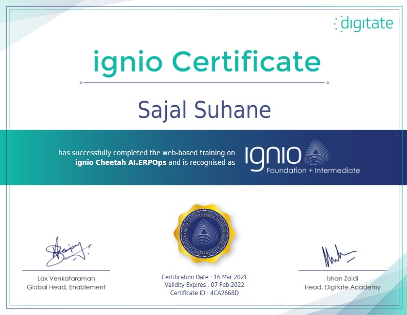 ignio ERPOps Certificate